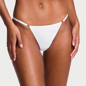 NWT Victoria’s Secret White and Gold Smooth Adjustable Thong‎ Panty XL